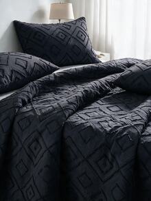 Made In Turkey Bedspread Set With Pillowcases Soft Touch Bed Cover - Black - View 5