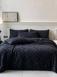 Made In Turkey Bedspread Set With Pillowcases Soft Touch Bed Cover - Black - View 2
