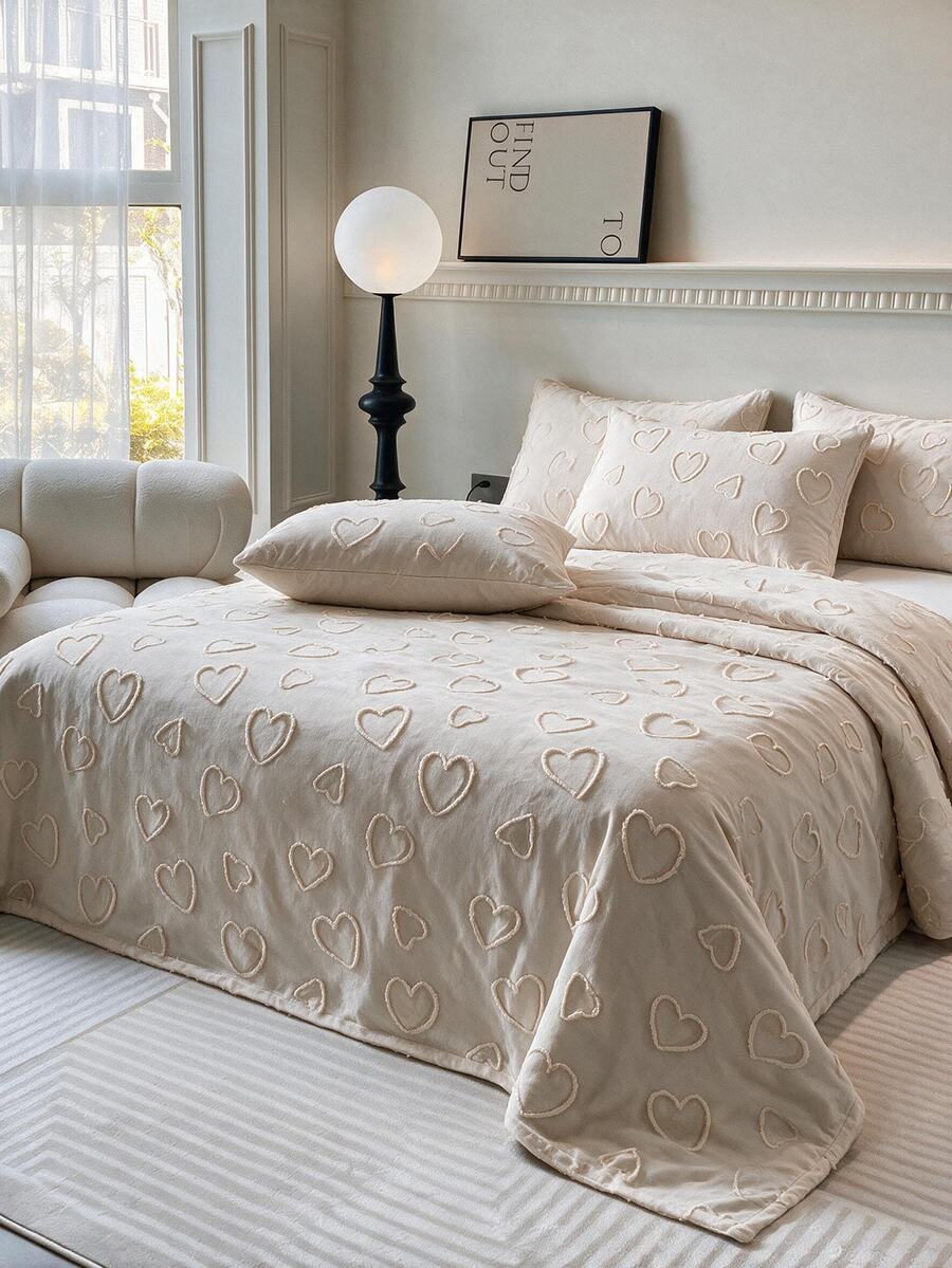 Made In Turkey Bedspread Set With Pillowcases Soft Touch Bed Cover - Beige - View 1