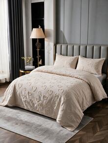 Made In Turkey Bedspread Set With Pillowcases Soft Touch Bed Cover - Beige - View 3