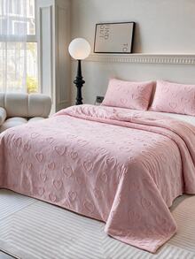 Made In Turkey Bedspread Set With Pillowcases Soft Touch Bed Cover - Pink - View 5