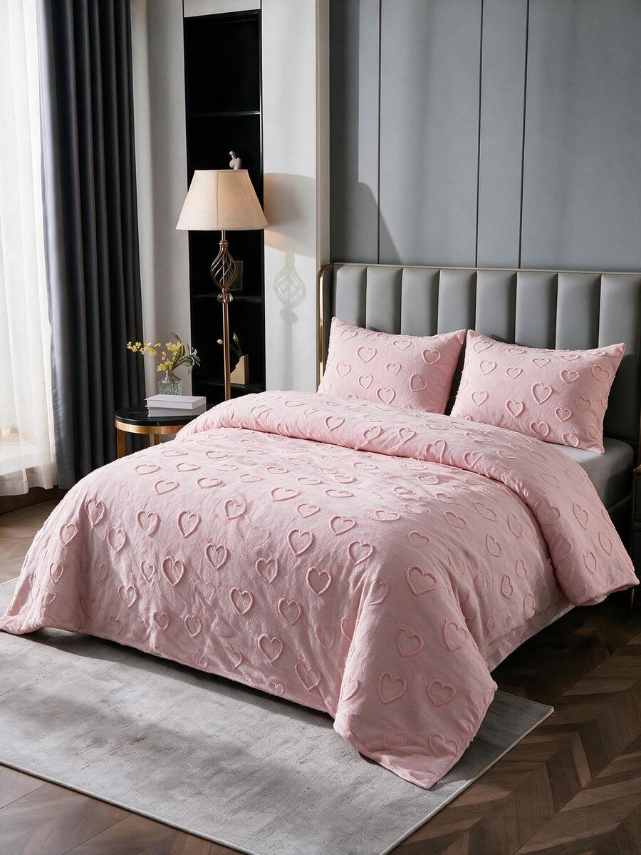 Made In Turkey Bedspread Set With Pillowcases Soft Touch Bed Cover - Pink - View 1