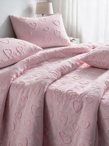 Made In Turkey Bedspread Set With Pillowcases Soft Touch Bed Cover - Pink - View 4