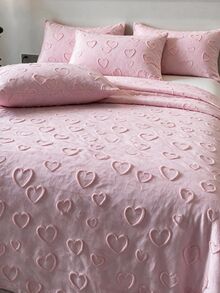 Made In Turkey Bedspread Set With Pillowcases Soft Touch Bed Cover - Pink - View 3