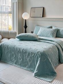Made In Turkey Bedspread Set With Pillowcases Soft Touch Bed Cover - Light Grey - View 2