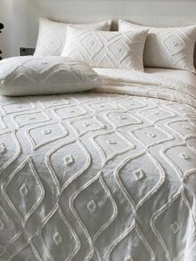 Made In Turkey Bedspread Set With Pillowcases Soft Touch Bed Cover - Creamy White - View 4