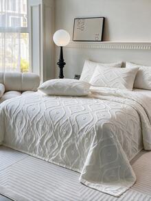 Made In Turkey Bedspread Set With Pillowcases Soft Touch Bed Cover - Creamy White - View 2