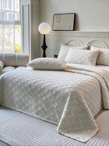 Made In Turkey Bedspread Set With Pillowcases Soft Touch Bed Cover - Light Grey - View 3