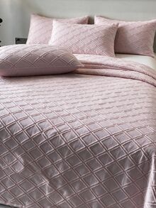 Made In Turkey Bedspread Set With Pillowcases Soft Touch Bed Cover - Pink - View 5