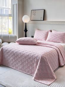 Made In Turkey Bedspread Set With Pillowcases Soft Touch Bed Cover - Pink - View 2