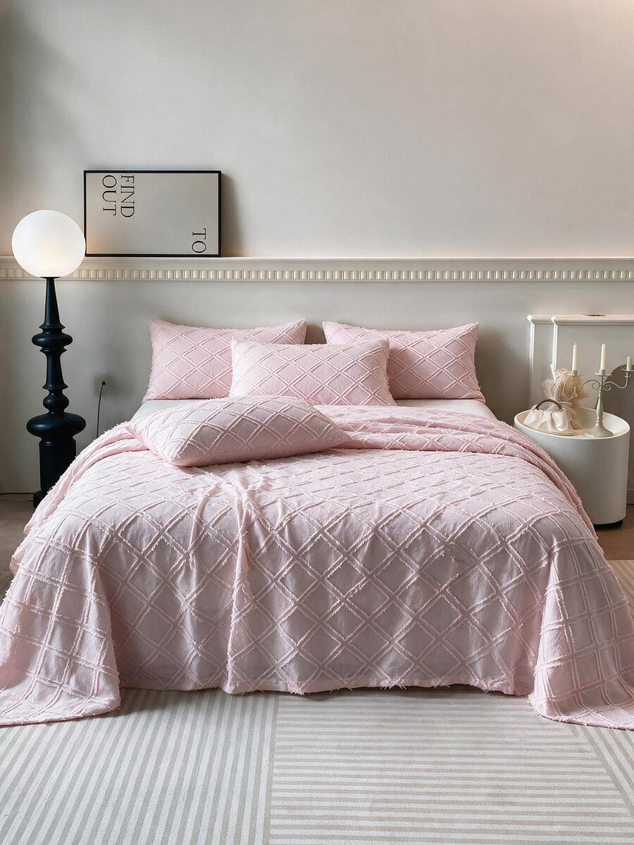 Made In Turkey Bedspread Set With Pillowcases Soft Touch Bed Cover - Pink - View 1
