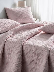 Made In Turkey Bedspread Set With Pillowcases Soft Touch Bed Cover - Pink - View 4