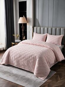 Made In Turkey Bedspread Set With Pillowcases Soft Touch Bed Cover - Pink - View 3