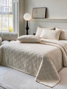 Made In Turkey Bedspread Set With Pillowcases Soft Touch Bed Cover - Beige - View 2