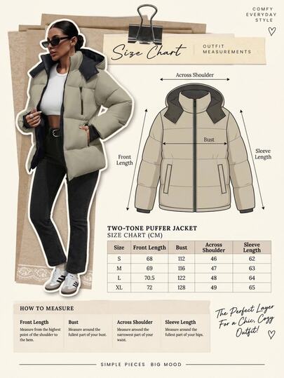 EURMUSE Hooded Zipper Detailed Contrast Rib Cuff Quilted Women's Casual Puffer Down Jacket