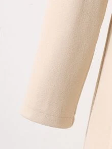 SHEIN 少女優雅可愛牛仔風彼得潘領蝴蝶結收腰A字公主大衣 秋季出遊外套 學生款 棕色系 - 卡其色 - 查看 7
