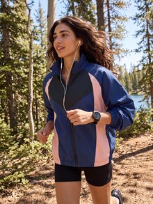 Exploreva Women's Colorblock Zipper Casual Versatile Daily Outdoor Jacket - Black - View 1
