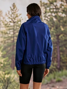 Exploreva Women's Colorblock Zipper Casual Versatile Daily Outdoor Jacket - Black - View 3