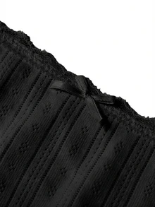 Ocili Women's Contrast Lace Bow Decor Fashion Boyshort Panties - Black - View 8