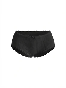 Ocili Women's Contrast Lace Bow Decor Fashion Boyshort Panties - Black - View 7