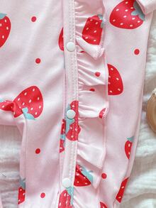 1 Pack Newborn Long Sleeve Footed Romper, Cute All-Over Print, Knitted Comfortable Soft, Versatile Fashion, Best Choice - Pink - View 7