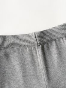 SHEIN Baby Girl Autumn/Winter Fashion Casual Cute Pattern Jacquard Knit Sweater Long Sleeve Top & Long Pants Set Pullover - Grey - View 4