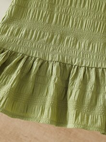 SHEIN 女婴无袖荷叶边下摆纯色连衣裙，简约休闲舒适公主裙，适合夏季外出或叠穿 - 綠色 - 查看 6