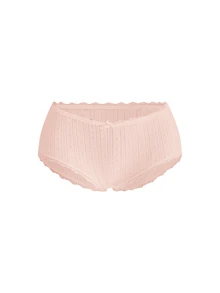 Ocili Women's Romantic Solid Color Lace Trim Bow Decor 100% Cotton Soft Boyshorts - Apricot - View 9