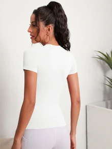Sovereign Charm Camiseta deportiva con inserto de malla en la espalda, parte superior de gimnasio tipo top para hacer ejercicio - Blanco - Ver 3