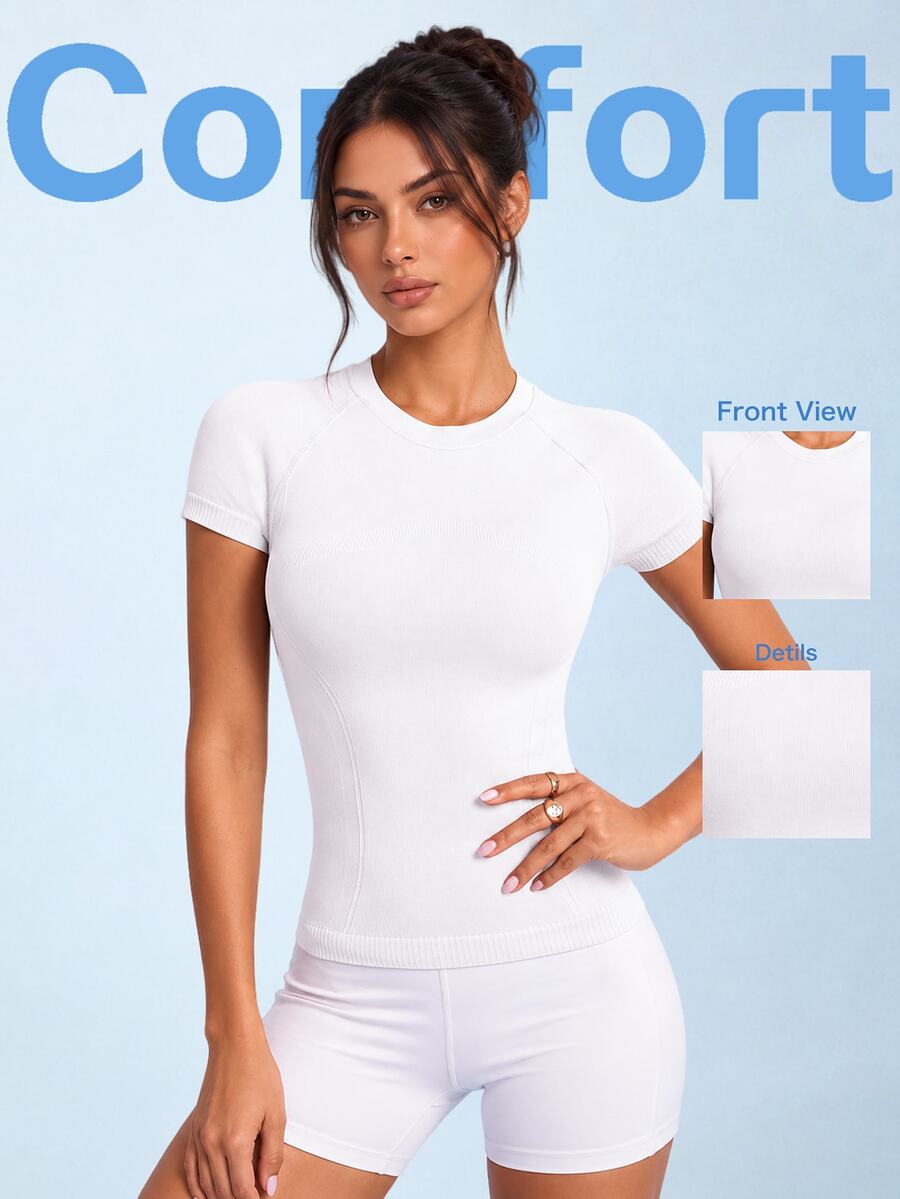 Sovereign Charm Camiseta deportiva con inserto de malla en la espalda, parte superior de gimnasio tipo top para hacer ejercicio - Blanco - Ver 1