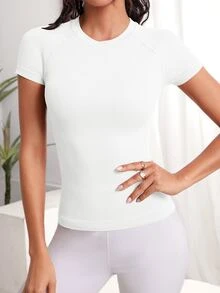 Sovereign Charm Camiseta deportiva con inserto de malla en la espalda, parte superior de gimnasio tipo top para hacer ejercicio - Blanco - Ver 6