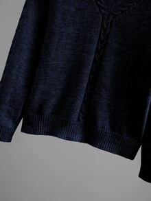 Linhara Plus Size Women's Casual V-Neck Top And Pants 2 Pieces Sweater Set Winter - Navy Blue - View 8