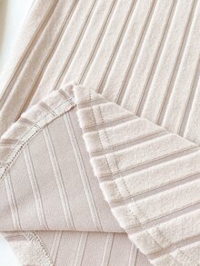 SHEIN 女童三件套，花卉長袖上衣，修身長褲，純色羅紋圓弧下擺，適合秋冬穿著，校園穿搭 - 棕色 - 查看 5