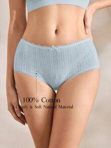 Ocili Women's Contrast Lace Bow Decor Fashion Briefs - Dusty Blue - View 1