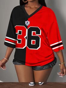 Slaydiva Casual Minimalist Letter & Numeral Graphic 14 Design Women T-Shirt, Suitable For Summer - Red - View 6