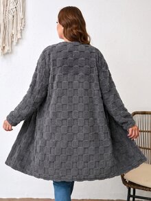 SHEIN LUNE 大尺碼女款長袖拉鍊休閒夾克 - 灰色 - 查看 8