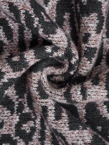 Elenzga Plus Size Vintage Leopard Print V-Neck Long Sleeve Loose Knit Cardigan Sweater - Multicolor - View 9