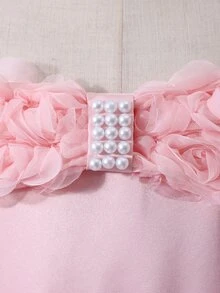 Tween Girl Soft Pink Cold Shoulder Homecoming Dress Girls Clothes 8 To 12 Years Wedding Outfit Flowergirl Party Summer Elegant - Pink - View 7