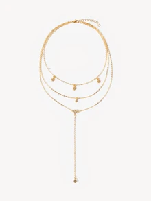 Opalesca 1pc Minimalist Fashion Multi-Layer Starry Sky Pendant Necklace, Women's Gold Jewelry - Gold - View 2