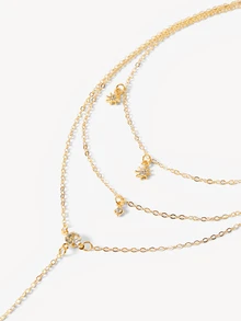 Opalesca 1pc Minimalist Fashion Multi-Layer Starry Sky Pendant Necklace, Women's Gold Jewelry - Gold - View 5