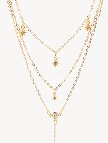 Opalesca 1pc Minimalist Fashion Multi-Layer Starry Sky Pendant Necklace, Women's Gold Jewelry - Gold - View 6