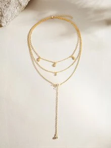 Opalesca 1pc Minimalist Fashion Multi-Layer Starry Sky Pendant Necklace, Women's Gold Jewelry - Gold - View 1