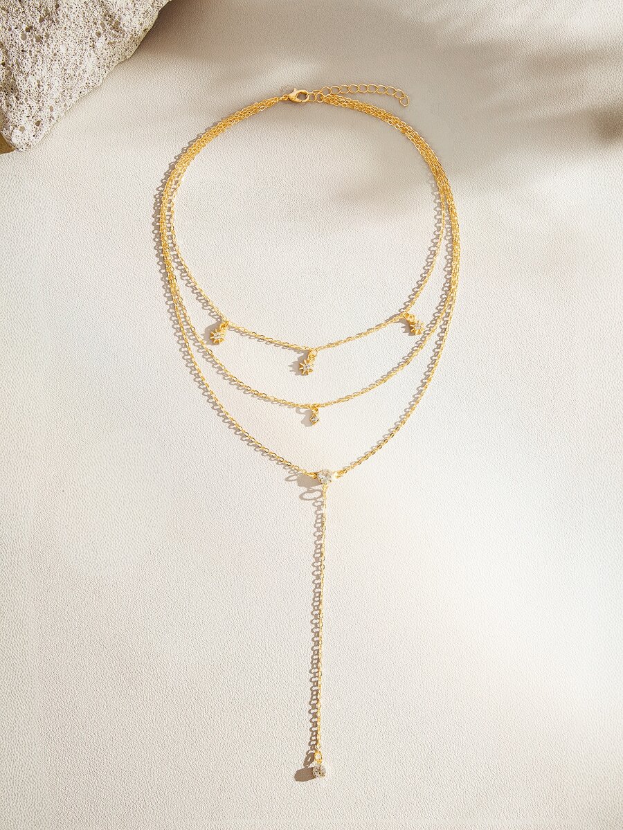 Opalesca 1pc Minimalist Fashion Multi-Layer Starry Sky Pendant Necklace, Women's Gold Jewelry - Gold - View 1