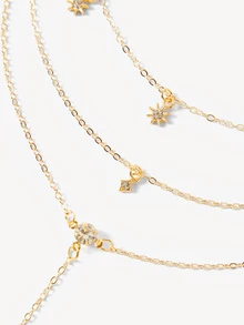 Opalesca 1pc Minimalist Fashion Multi-Layer Starry Sky Pendant Necklace, Women's Gold Jewelry - Gold - View 4