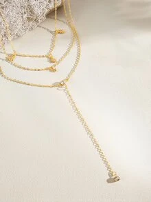 Opalesca 1pc Minimalist Fashion Multi-Layer Starry Sky Pendant Necklace, Women's Gold Jewelry - Gold - View 3