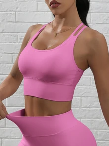 StreetHx Women's Solid Color Casual Daily Sports Bra - Pink - View 4