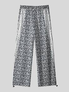 Sport MetroGents Men's Leopard Print Contrast Color Drawstring Waist 4-Way Stretch Sports Pants, Gym - Multicolor - View 2