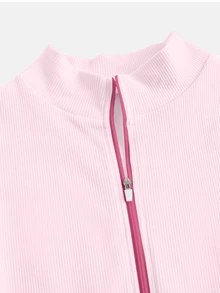 SHEIN Sovereign Charm 女款純色極簡休閒拉鍊短袖七分袖連身褲 - 賓治酒 - 查看 6