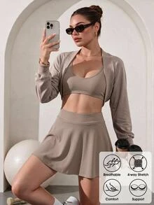 StreetHx Women's Solid Color Casual Daily Travel Sports Jacket - Brown - View 6