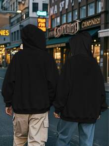 Neovey Men Casual Double-Hood Zip-Up Hooded Jacket, Grunge, Fall - Black - View 7